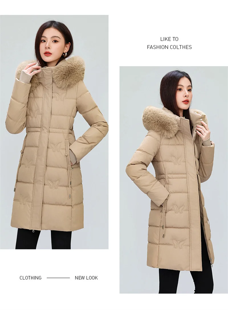 Women's Winter Parka Coat Hooded Korean Version Lady Down Cotton Jacket Warm Temperament Ladies Cotton Padded Outerwear