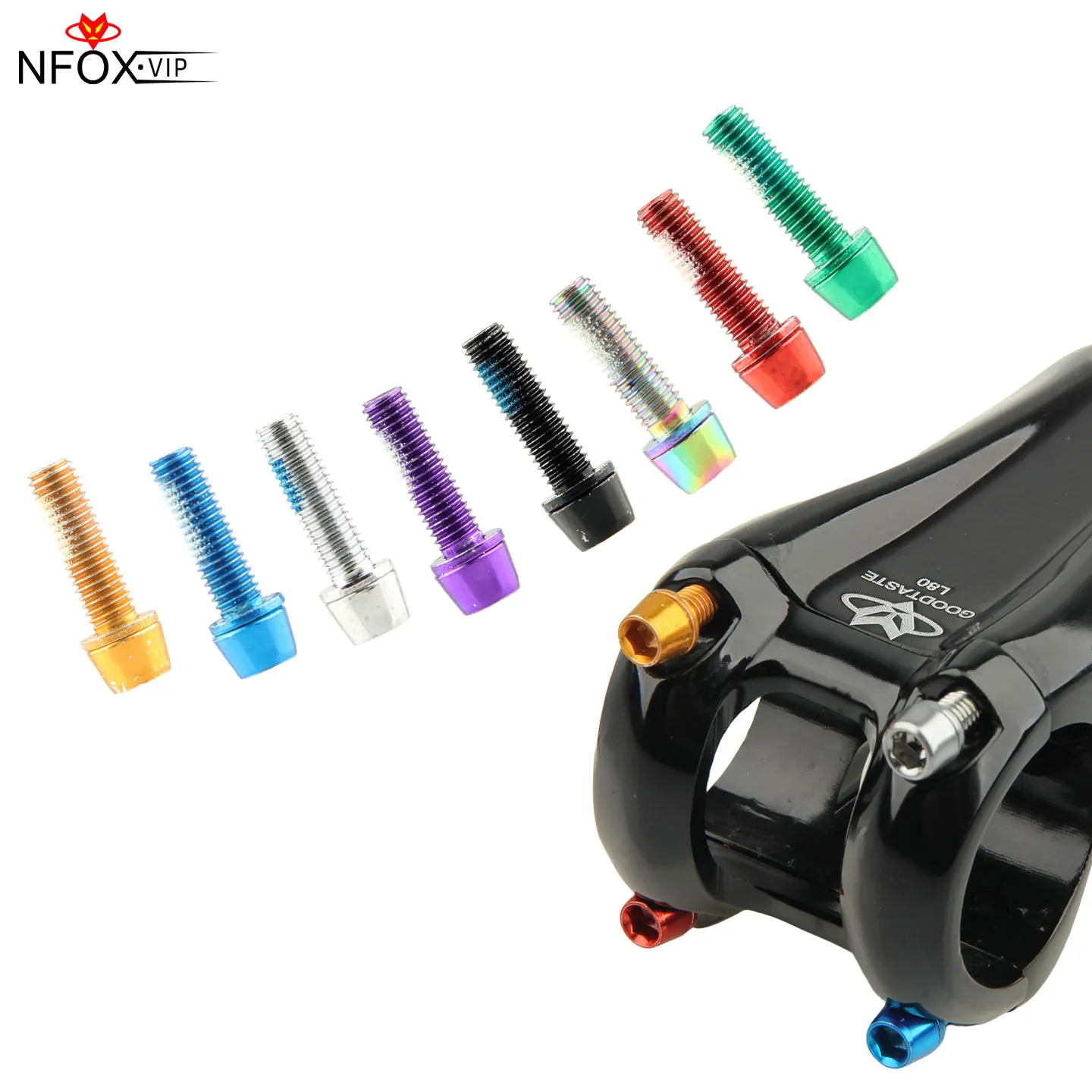 

NFOX 6Pcs M5*18 Bicycle Stem Bolts With Washers Stem Screws Fit Mountain Road Bike Handlebar Stem Riser Spare Parts