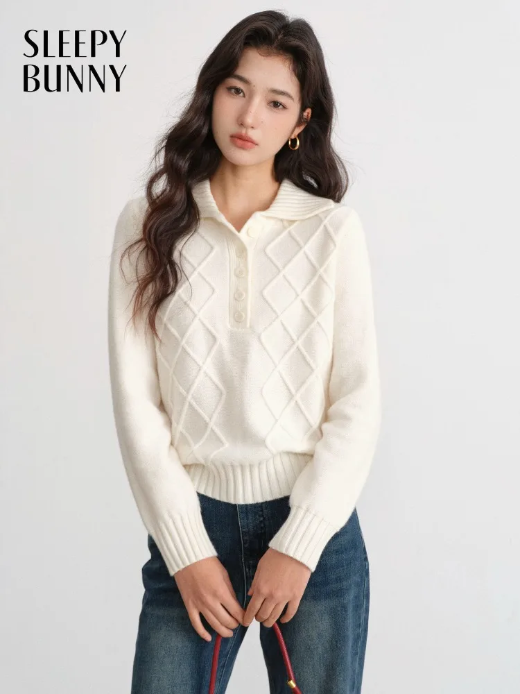 

Женский вязаный свитер в стиле преппи с бриллиантами, тонкий пуловер с длинными рукавами, мягкий уютный женский зимний топ для многослойной и повседневной повседневной носки