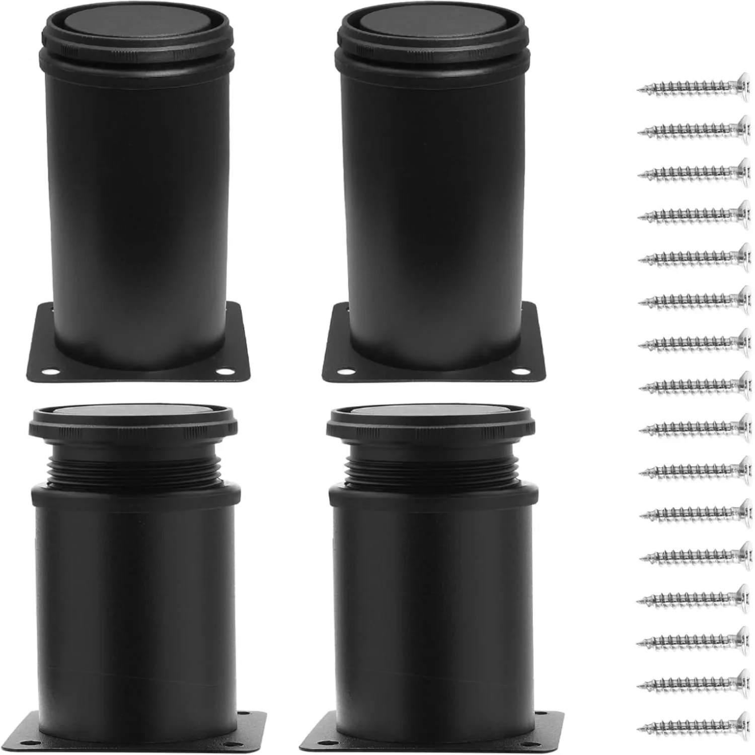 4 Stück verstellbare Möbelbeine aus Edelstahl, schwarze runde Metallbeine für Couchtisch, Schrank, Schreibtisch, Sofa, Regale