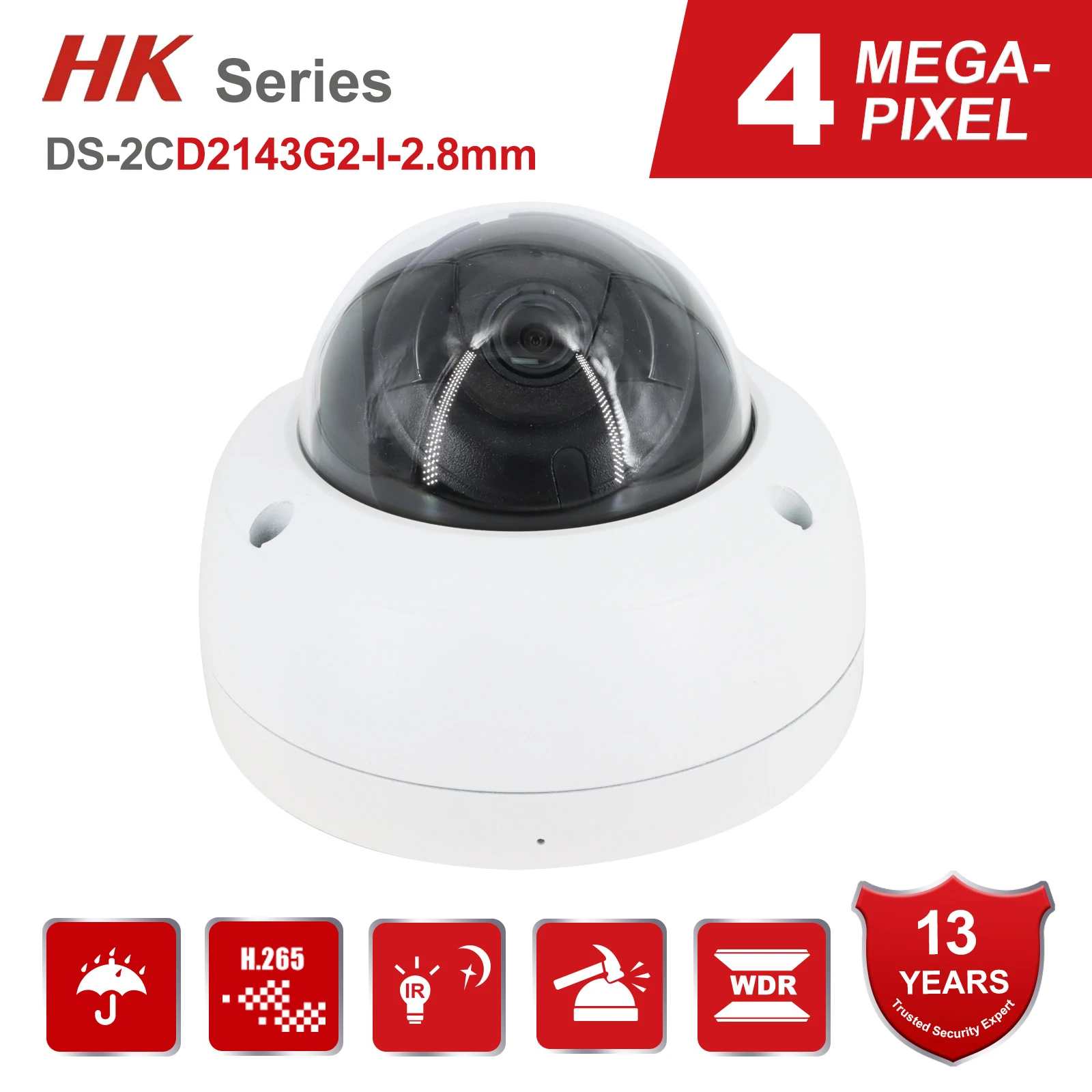 

HK Original DS-2CD2143G2-I 4MP WDR Fixed Dome Network Camera with Build-in Mic CCTV POE IP Camera IR Security IR 30M H.265 IP67