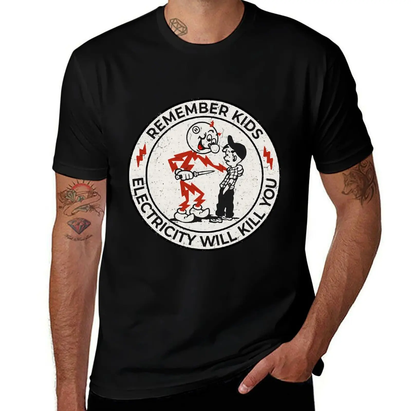 Reddy Kilowatt, electricity will kill you T-Shirt customs Funny t-shirts plain black t shirts men