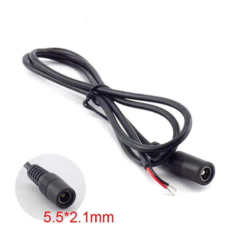 0.25m/0.5m/1m dc 12v 22awg 5.5*2.1mm extensão de cabo de alimentação conector fêmea adaptador de fonte de alimentação para câmera cctv luz de tira led