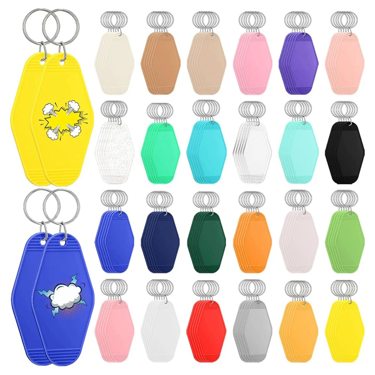 120 Pcs Blank Hotel Keychains Bulk Vintage Motel Keychains Sublimation Heat Transfer DIY Keychain Tags