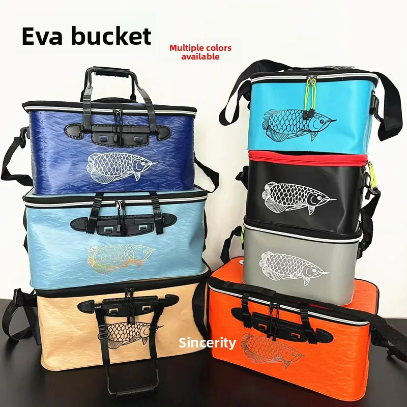 

EVA Folding Fishing Box with Thick Lid Portable Outdoor Fishing Live Fish Bucket Fish Protection Fishing Tools Water Bag