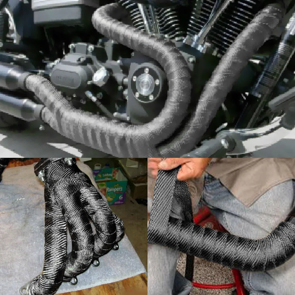 Titanium Exhaust Wrap Motorcycles Black Duct Tape Electric Heat Stainless Steel Header