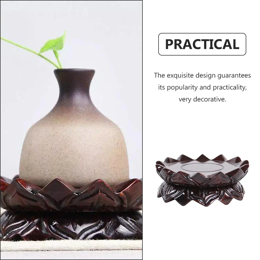 Wooden Lotus Base Pedestal Stand Solid Wood Craft for Buddha Ornament Incense Burner Display Home Decoration Wood Pedestal Stand