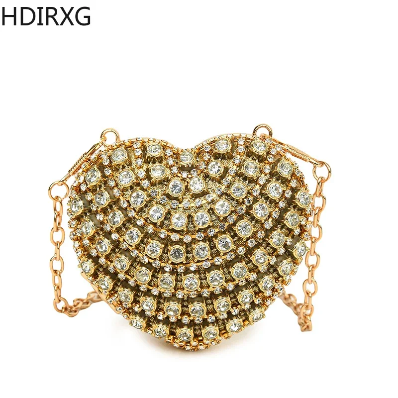 Mini Evening Shoulder Bag Luxury Heart Shape Handbags Fashion Designed Ladies Rhinestones Delicacy Shopping Hand Bags for Women