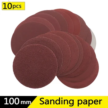10pcs 4 인치 100mm 60-2000 그릿 둥근 모양 샌딩 디스크 후크 루프 버핑 시트 샌드페이퍼 샌더 연마 패드 드라이 샌딩