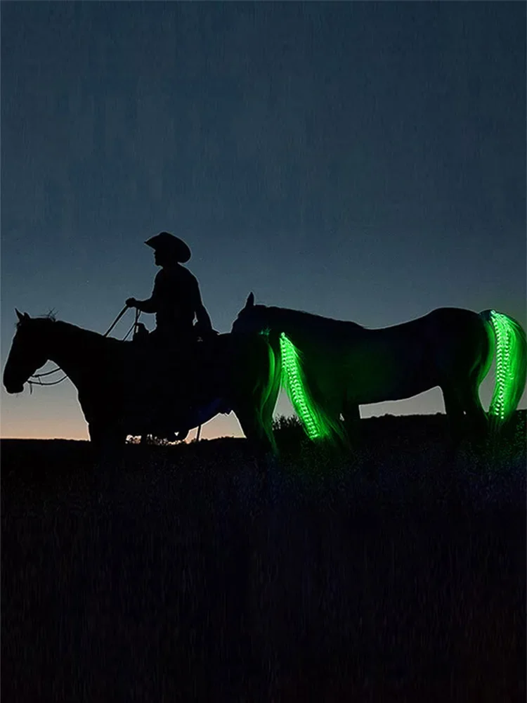 100 CM Long Rechargable LED Horse Riding Tails Decoration Luminous Tubes Horses Riding Equestrian Saddle Halters Horse Care Prod