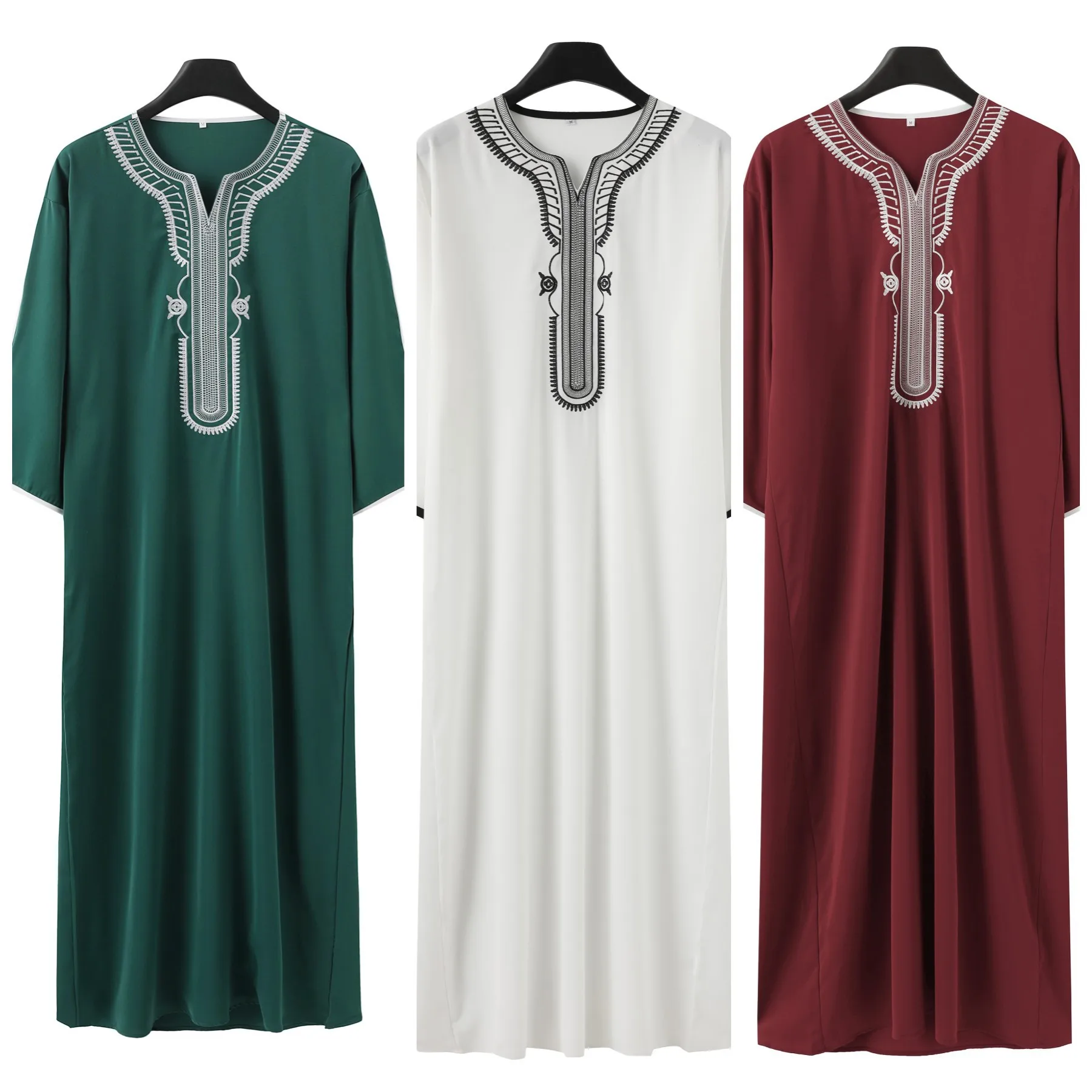 UNI-Robe longue brodée en patchwork pour hommes, abayas à la mode musulmane, caftan saoudien, thobe Jubba masculin, islamique, marocain, nouveau