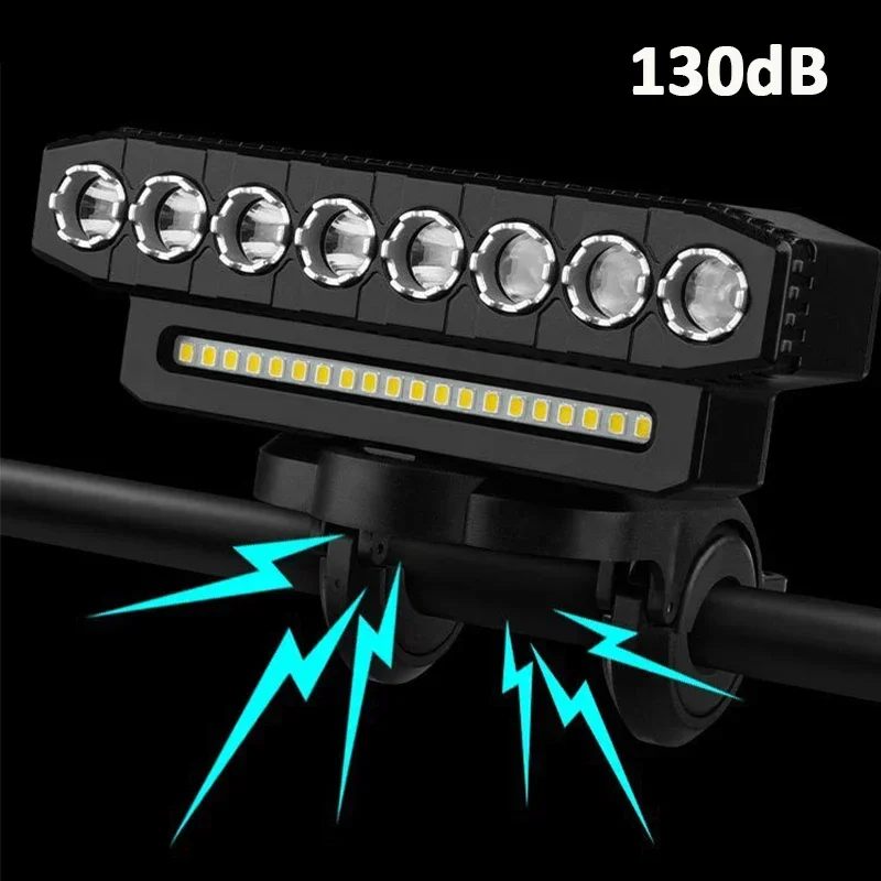 Bright Bike Light Night Riding Bicycle Front Light 8LED Headlight with Horn Lamp Multi-Function Road MTB Cycling Light Rotating