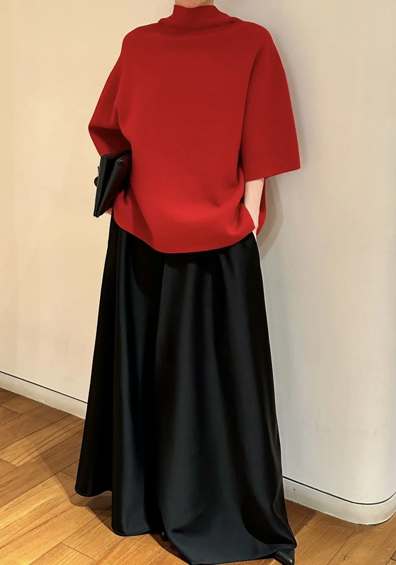 

Красный вязаный шерстяной топ Camere, женский свободный круглый топ Ne ort Sve, матовое пальто, осеннее модное пальто