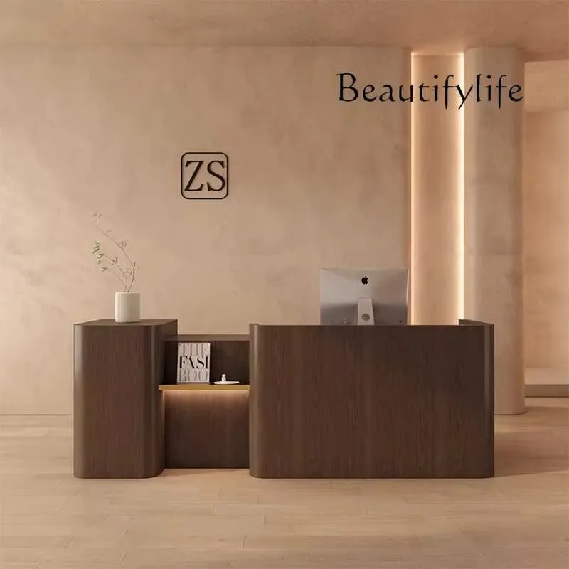 Special-shaped high-end beauty salon checkout page Hotel company front desk Chinese antique bar