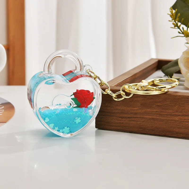 Oil Quicksand Bottle Acrylic Keychain Automobile Hanging Ornament Creative Wholesale Small Gift