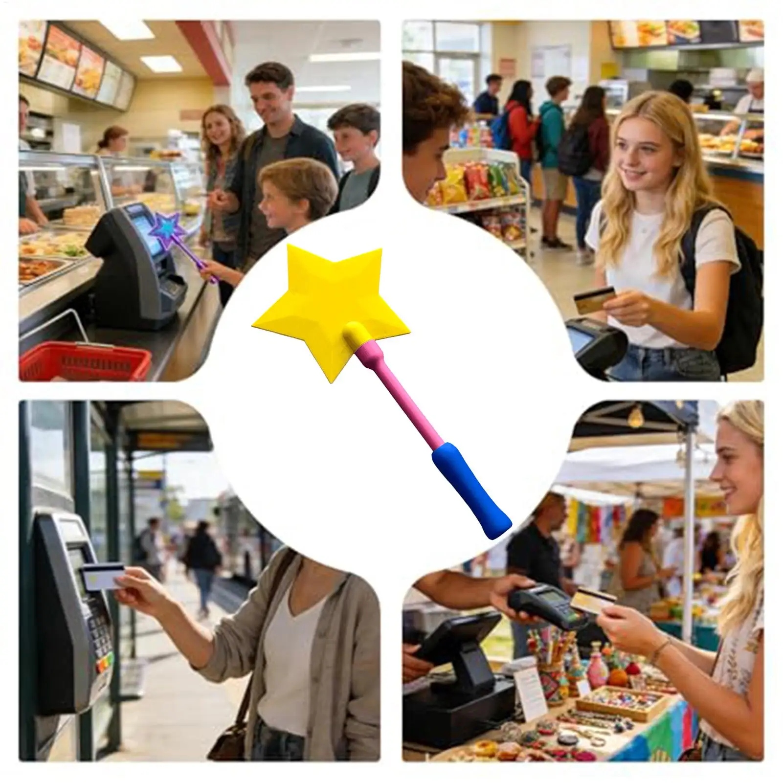 17X5cm Contactless Credit Card Wand Star Toys Payment Card Holder for Daily Supermarkets Cafe Retail Shopping Travel