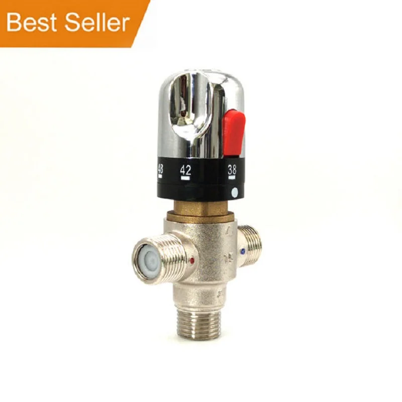 DN15 Thermostatic Water Mixing Valve, 3 Way 1/2 Inch Temperature Control Bathroom Faucet Shower Valve