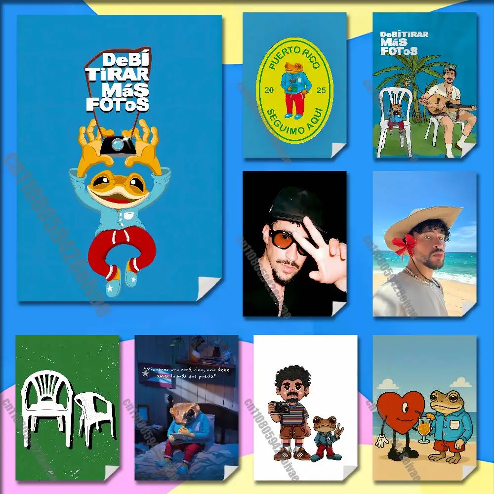 B-Bad B-Bunny DeBi TiRAR MaS FOToS DTMF Poster Wandmalereien für Zuhause 21 x 30 cm selbstklebende Dekoration Aufkleber Playbill Cover