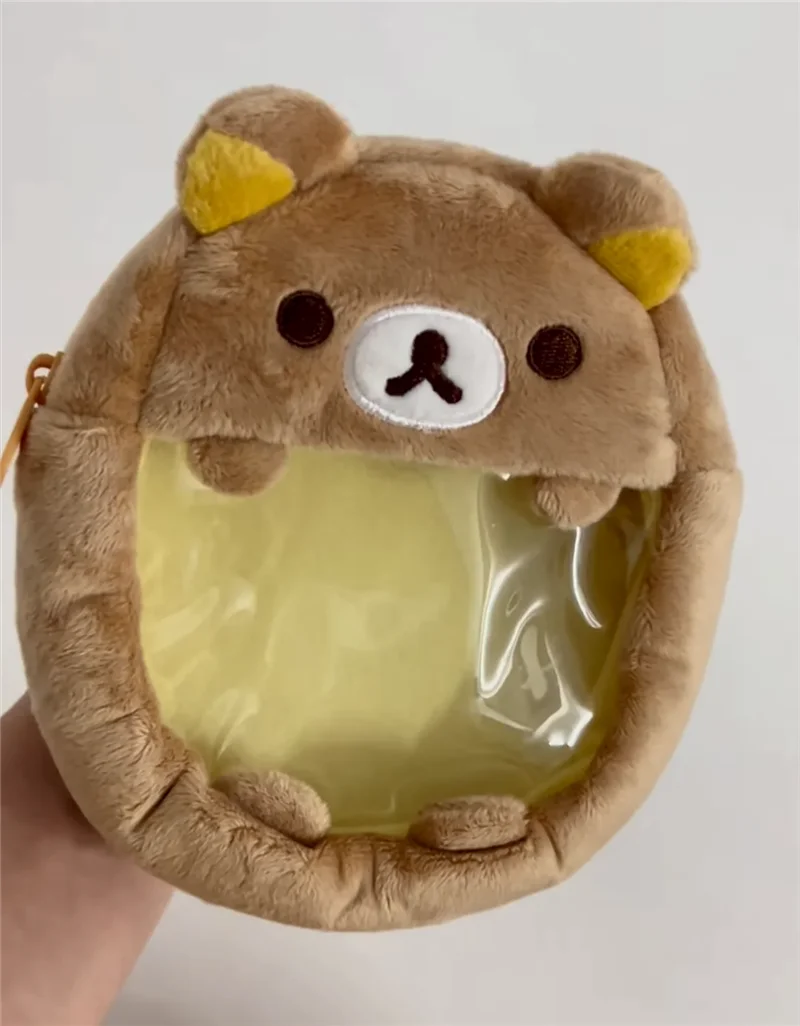 Rilakkuma Plush Itabag Cute Coin Purse Pouch Wallet Transparent Clear Organizer Bag Keychain Kawaii Mini Backpack for Plush Toy