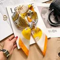 Silk Square Scarf Women Luxury Floral Print Kerchief Soft Satin Hairband Hands Bag Ribbon Foulard Hijab Neckerchief Headband - Image 5