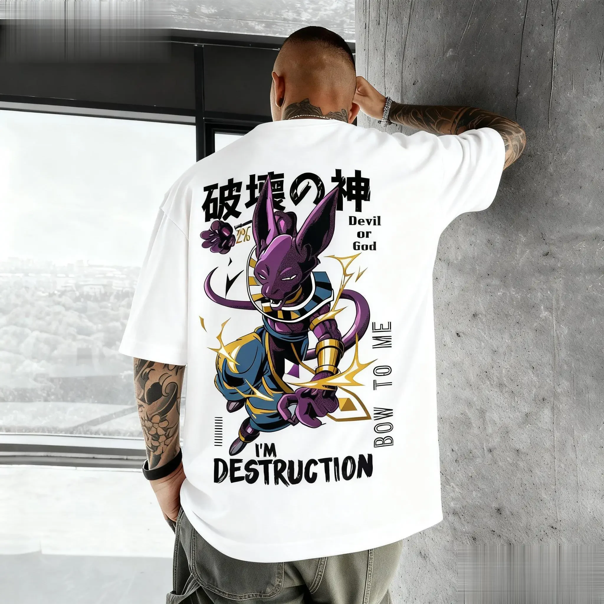 เสื้อยืดลายกราฟิกอนิเมะดราก้อนบอล บีรุส สำหรับผู้ชายและผู้หญิง ผ้าฝ้าย แขนสั้น สไตล์สตรีทแวร์ลำลอง เสื้อใหม่แฟชั่นฤดูร้อน สไตล์ Y2K