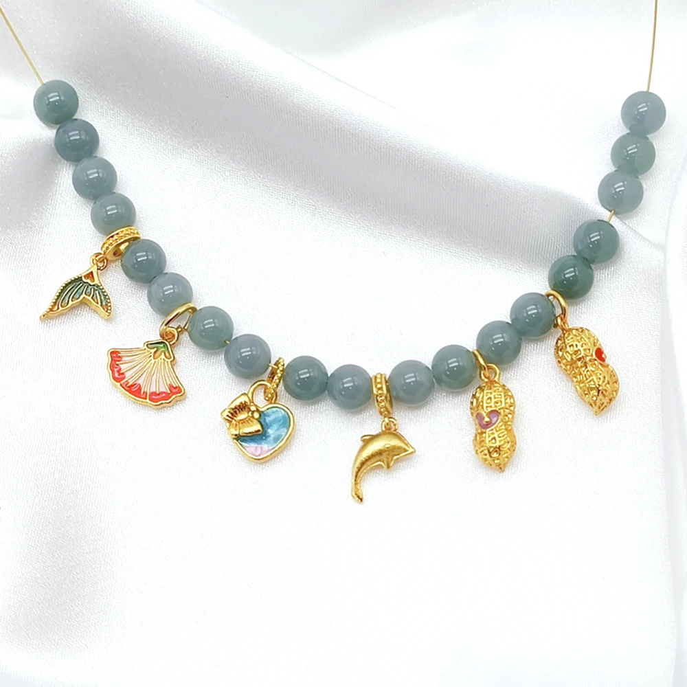

2 Pieces Matte Gold Drip Oil Solid Peanut Tail Dolphin Skirt Pendant DIY Jewelry Making Necklace Bracelet Accessory Materials