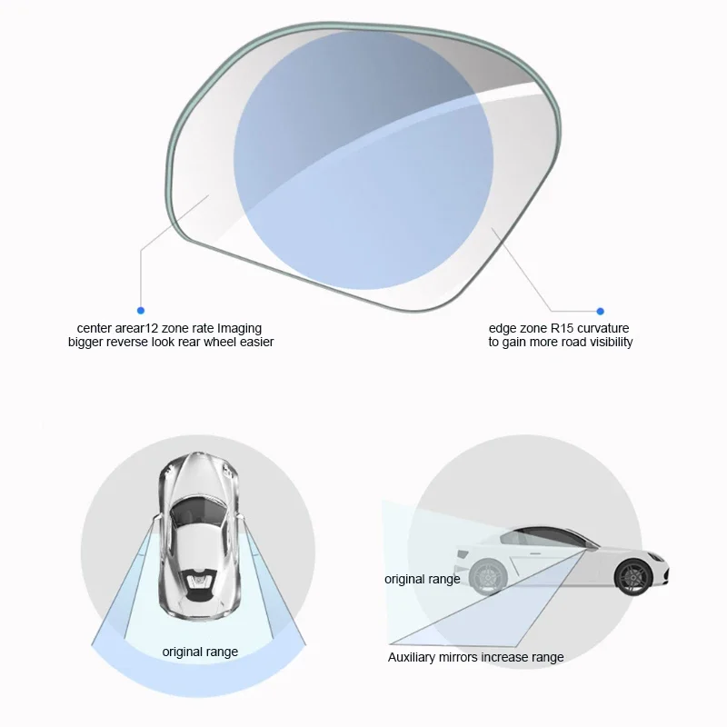 SEAMETAL-Rétroviseurs de voiture réglables résistants à 360, rétroviseur d\'angle mort HD, rétroviseurs auxiliaires grand angle sans cadre, 2 pièces