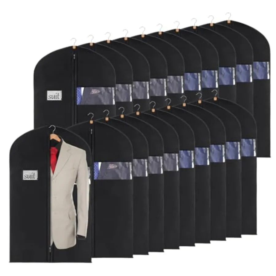 

40" Suit Cover Bags for Men Set of 20 Garment Bags for Hanging Clothes Suit Bags for Closet Storage or Travel Clothes Cover for