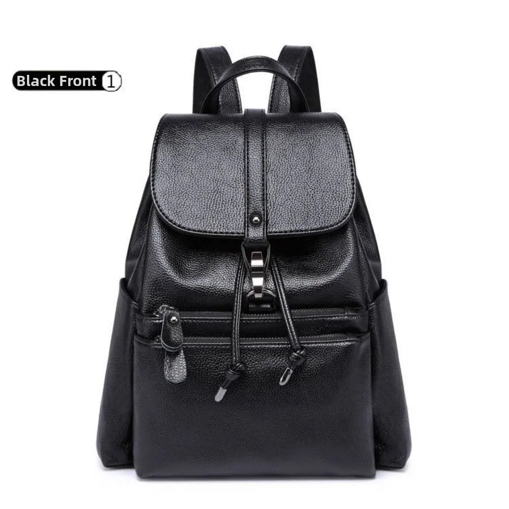 Modischer Weicher Damen-Rucksack Große Kapazität PU-Leder Schultertasche mit Reißverschluss Schulrucksack Reise-Aufbewahrungstasche – Detail 14