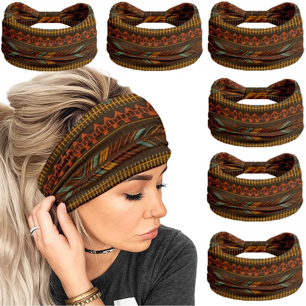 0198 Women's Hair Band Hair Band Claw-shaped Elastic Hair Band Wide and Thick Women's Sports Hair Band Women's Hair Band 6ps