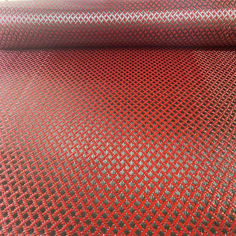 Kafu Red X-Pattern Rolls Royce Automotive Interior Fabric Akcesoria motocyklowe DIY Żakardowy wzór Kevlar Tkanina z włókna węglowego — zdjęcie 5