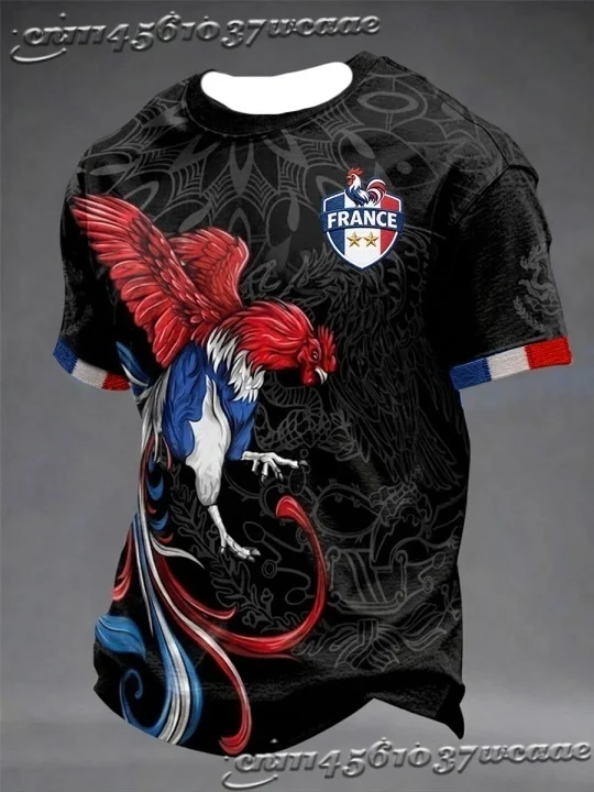 2026 Unisex France Fan Soccer Jersey Rooster Graphic Pattern Background Casual Street Athletic Uniform FamilyMatching