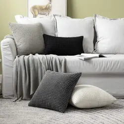 European and American style corduroy large corn grain striped plush cushion cover 40/50/60/65/70cm solid home sofa pillowcase