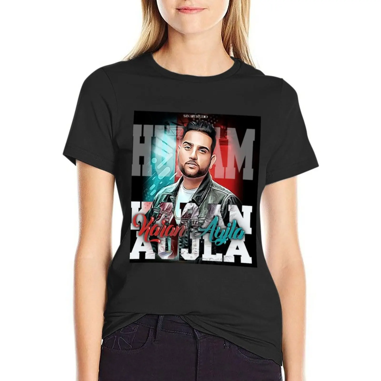 

Karan Aujla T-Shirt funnys customs design your own Short sleeve tee Woman clothing