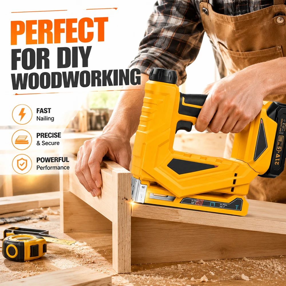 SIHAO 2in1 Wireless Electric Nail Gun Cordless Stapler Framing Nailer Nailing Tacker Woodworking Power Tools For Dewalt Battery