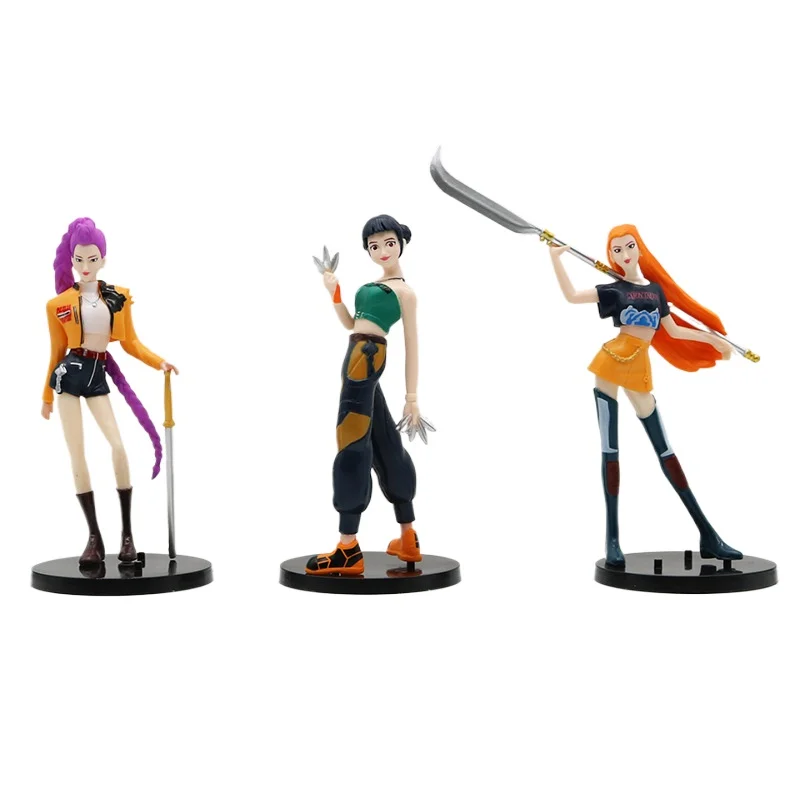 Kpop caçadores demoniaçados com uma base figura de ação bonecas estatueta colecionável ornamento de mesa alívio do estresse gadget designer brinquedo