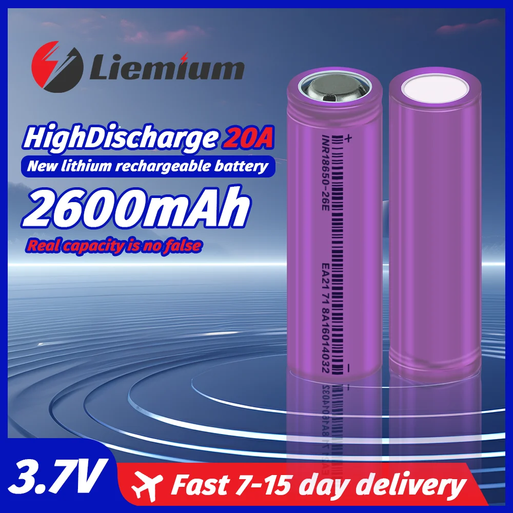 New 18650 Battery 3.7V 2600mAh Max discharge 20A 18650 Lithium Rechargeable Batteries For Flashlight Power tool