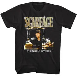 Scarface Tony Montana Desk Men's T-Shirt Gold Bling Logo the World is Yours