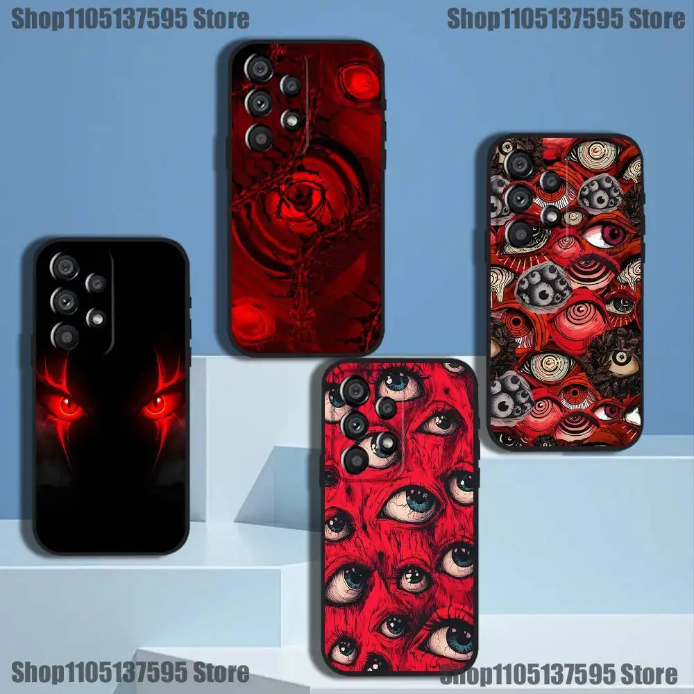 

Scary Red Evil Demon Eyes Phone Case For Samsung Galaxy A91,80,73,72,71,53,52,51,22,5G Shockproof Soft Black Cover