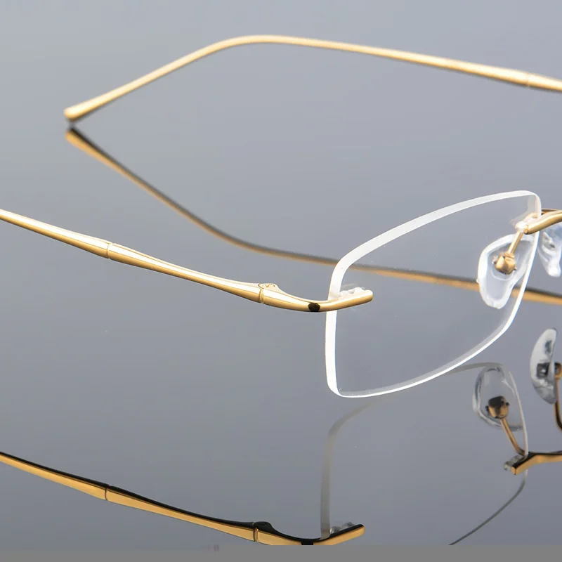 Pure Titanium Glasses Anti Blue Light Men\'s Eyeglasses Frames Luxury Brands Rimless Glasses Women Pure Titanium Computer Lenses