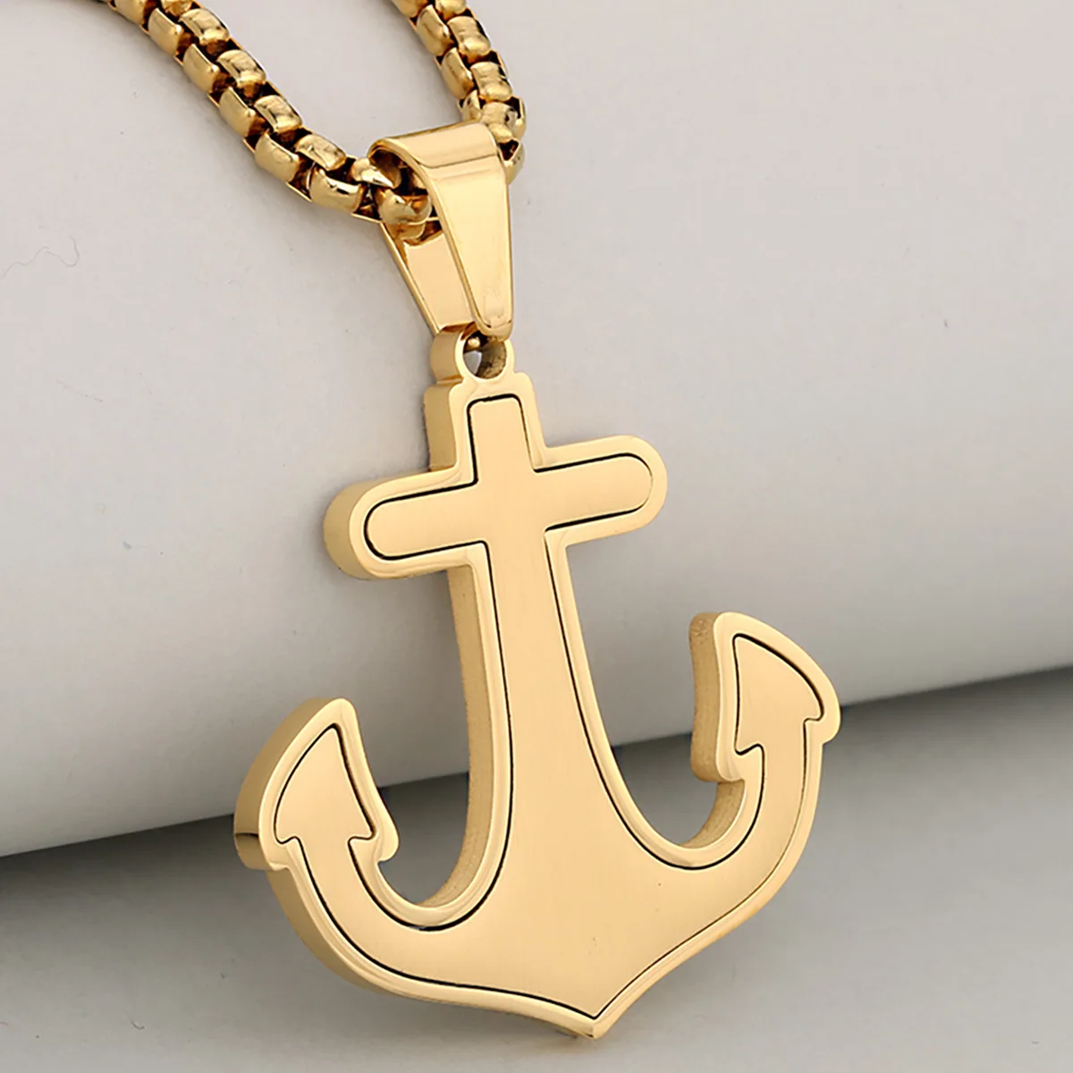 

Niche Design Two-Tone Anchor Stainless Steel Gold-Plated 2-in-1 Pendant Necklace for Women and Men, Unique Jewelry