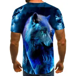 Wolf T Shirt 3d T-shirt Animal Men T Shirt Blue Flame T Shirts 2022 Men's Clothes Galaxy Street Vintage Clothing Casual Tops