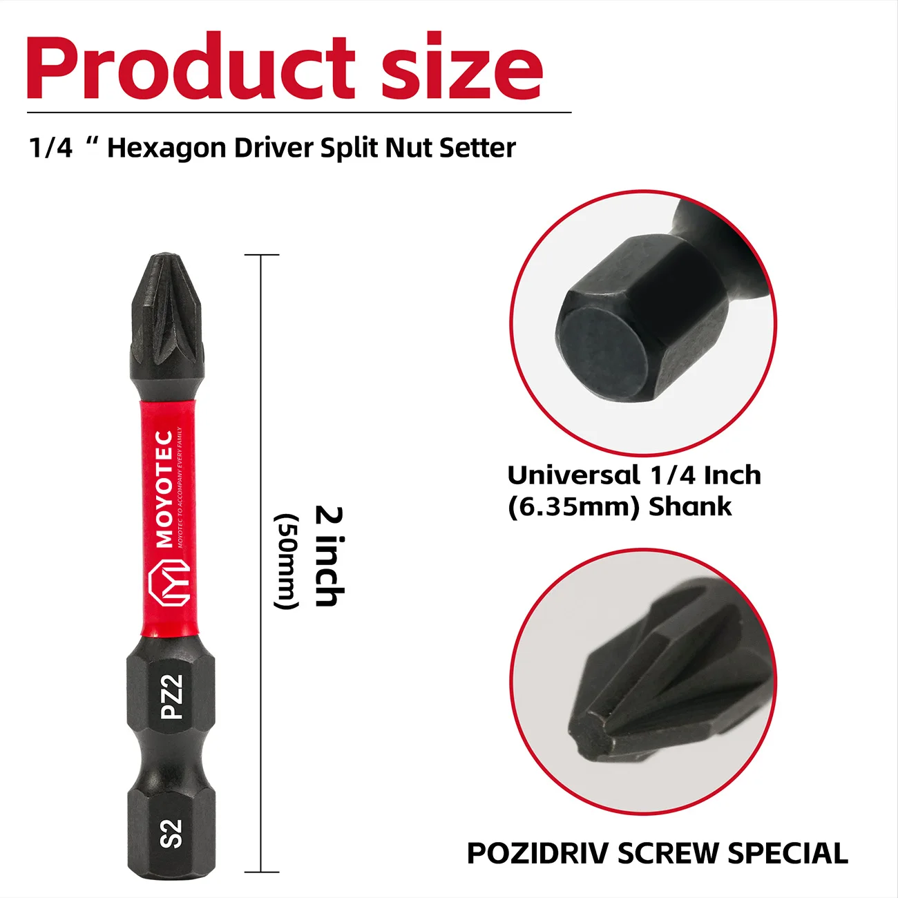 Industrial-Grade Special-Purpose Pz 2m Torx Screwdriver Bit Set, Complete Set of 10 Pieces, 50mm Standard Length, Magnetic Shock-Absorbing, Force-Reducing, 61Hrc Hardness, Portable Hook-Type Repair Tool