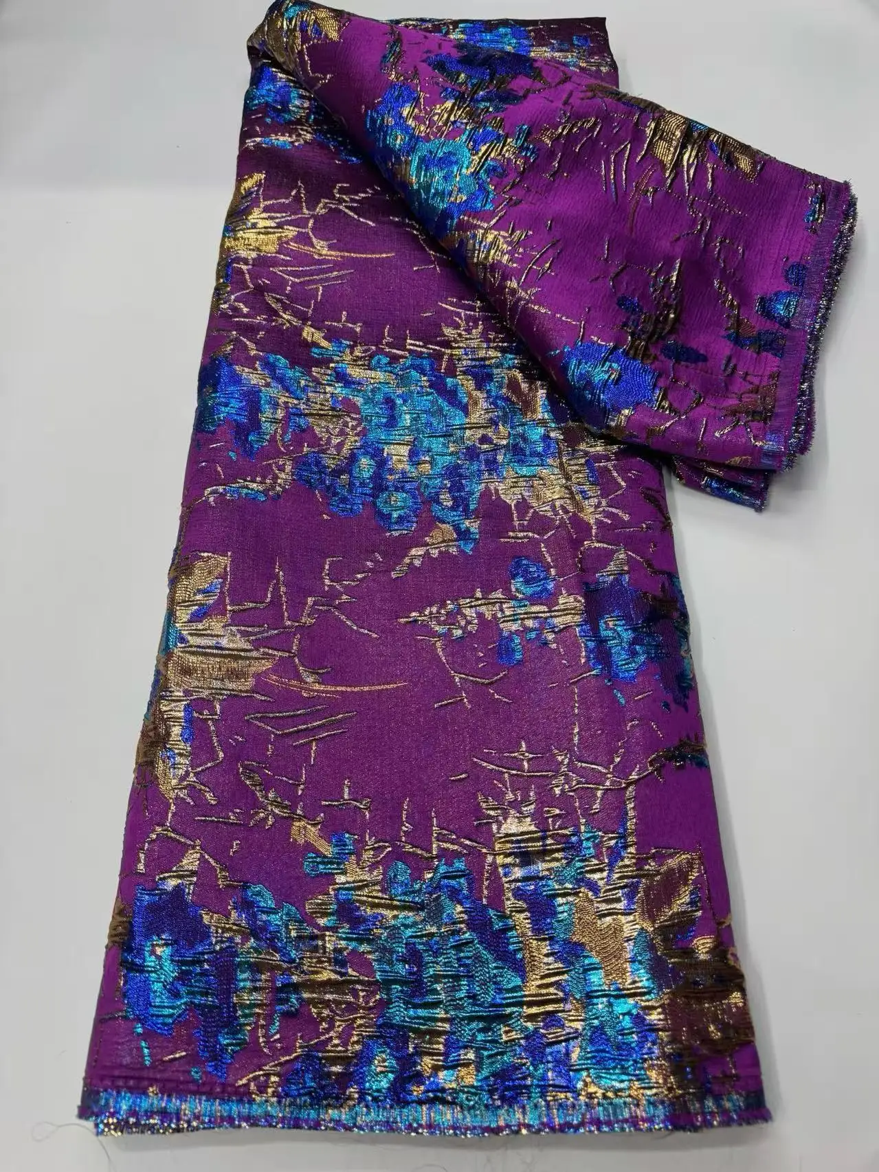 

Wholesale African Brocade Jacquard Lace Fabrics 5Yards 2025 High Quality French Gilded Lace For Women Wedding Party Dresses