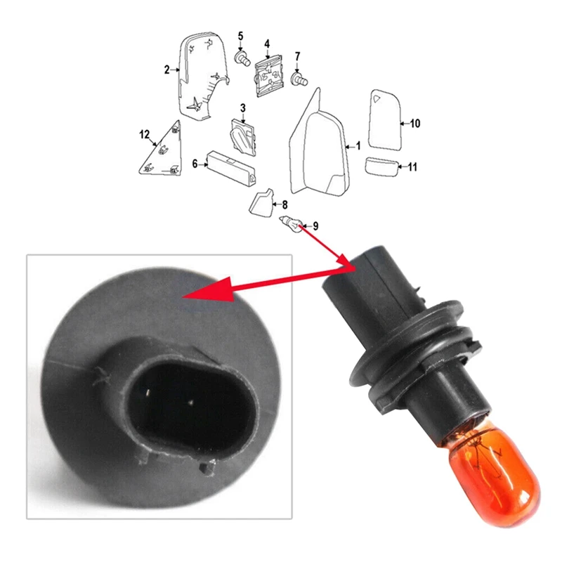 4X For Mercedes-Benz DODGE Sprinter / Crafter 2006+ Side Wing Mirror Indicator Bulb Holder Mirror Turn Signal Bulb L&R