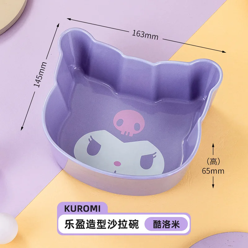 Sanrio Salad Bowl Children\'s Bowl Kawaii Hello Kitty Kuromi Cinnamoroll Cartoon Anime Cute Fruit Small Plate for Woman Gift Toys