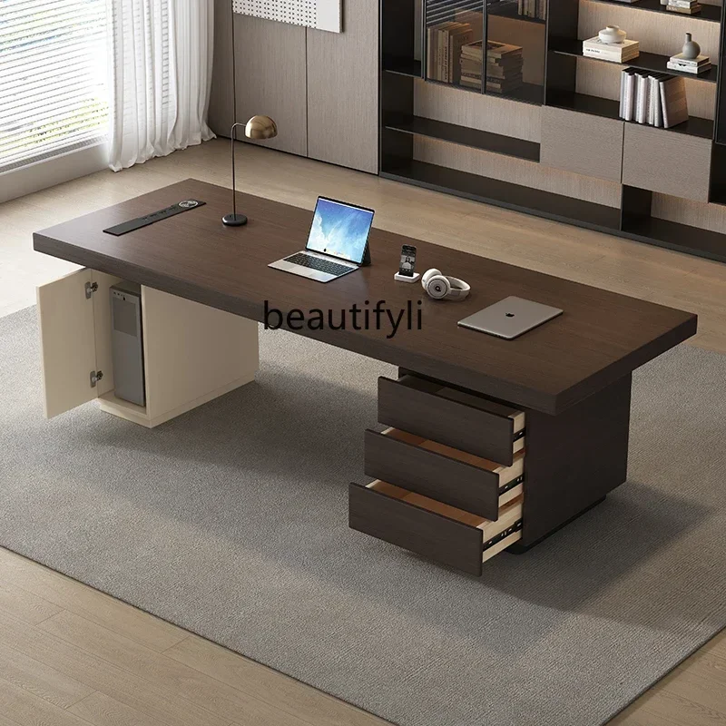 

Italian minimalist desk light luxury modern study computer desk writing simple solid wood