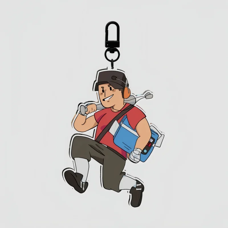 Team Fortress 2 Scout Acrylic Keychain TF2 Scouts Character Keyring Game Bag Charm Cartoon Figure Pendant Gift for Gamers