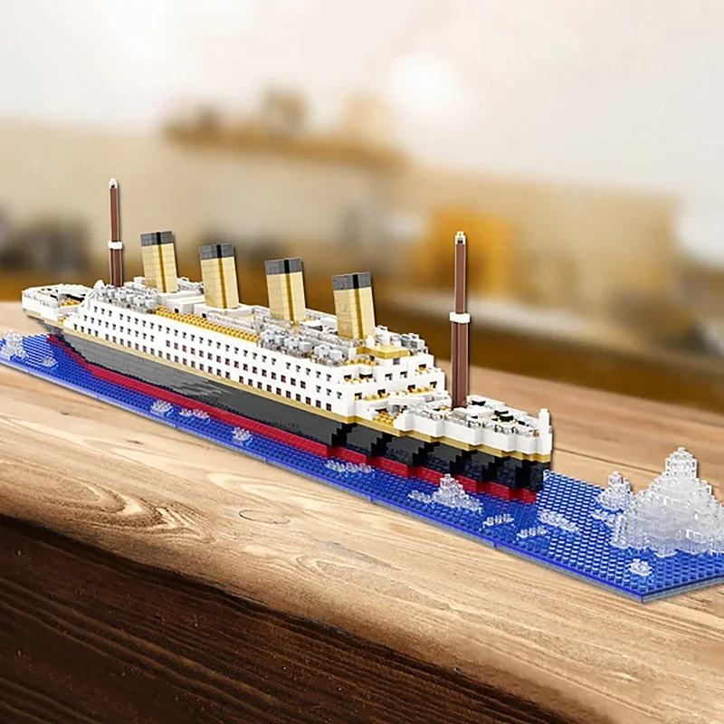 Jouet d'assemblage de blocs de construction à petites particules, kit de modèle de puzzle géant Titanic pour garçons et filles, cadeau d'anniversaire de bureau.