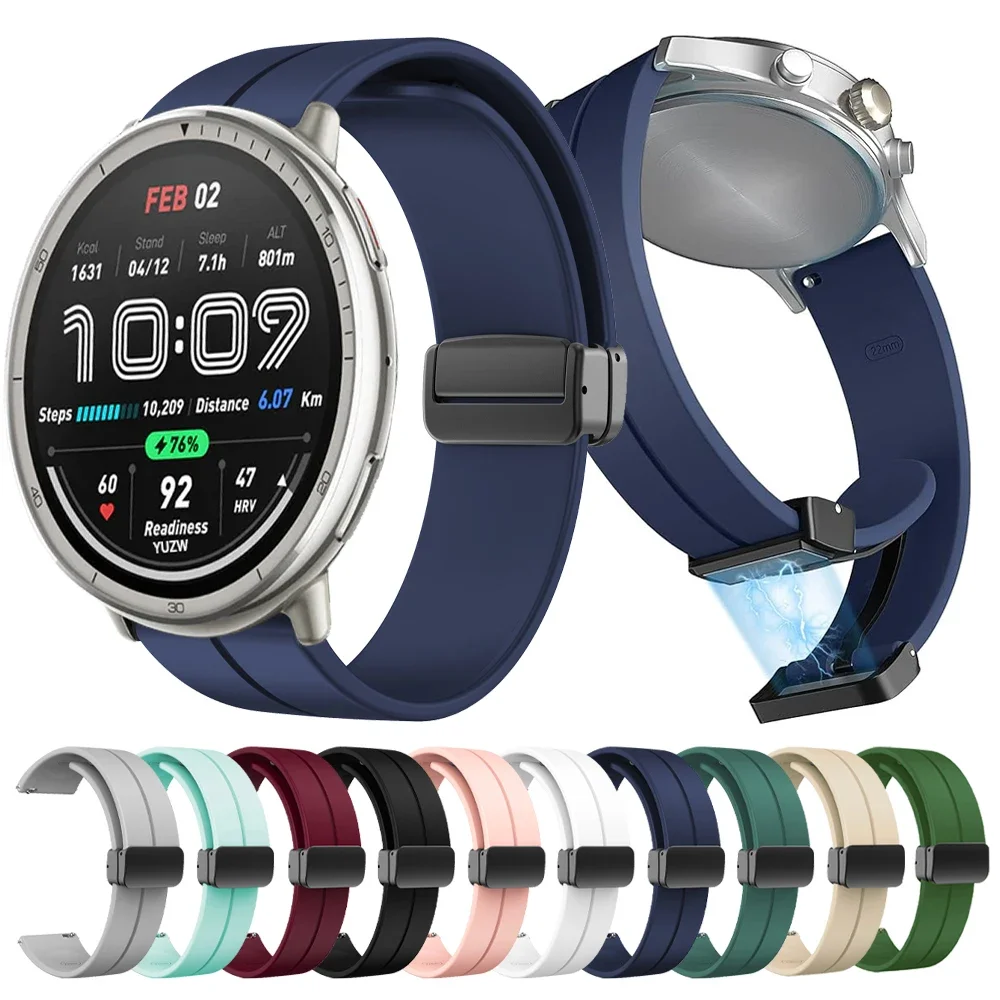

Ремешок-браслет для часов 22 мм 20 мм для Amazfit Balance Smartwatch, магнитный ремешок для Huami Amazfit Active 2, силиконовый браслет Correa